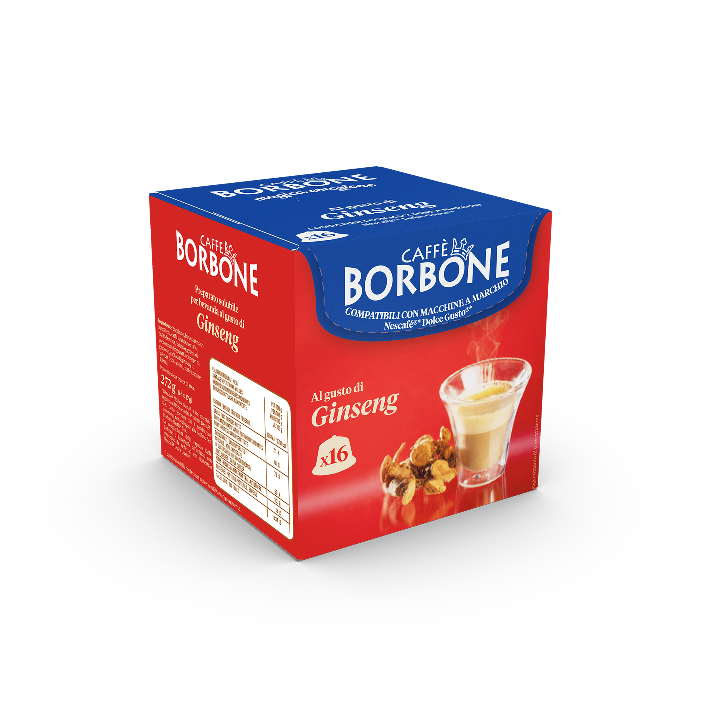 16 Capsule Borbone Compatibili con macchine da caffè Nescafè®* Dolce Gusto®* CAFFE AL GUSTO DI GINSENG - - 18