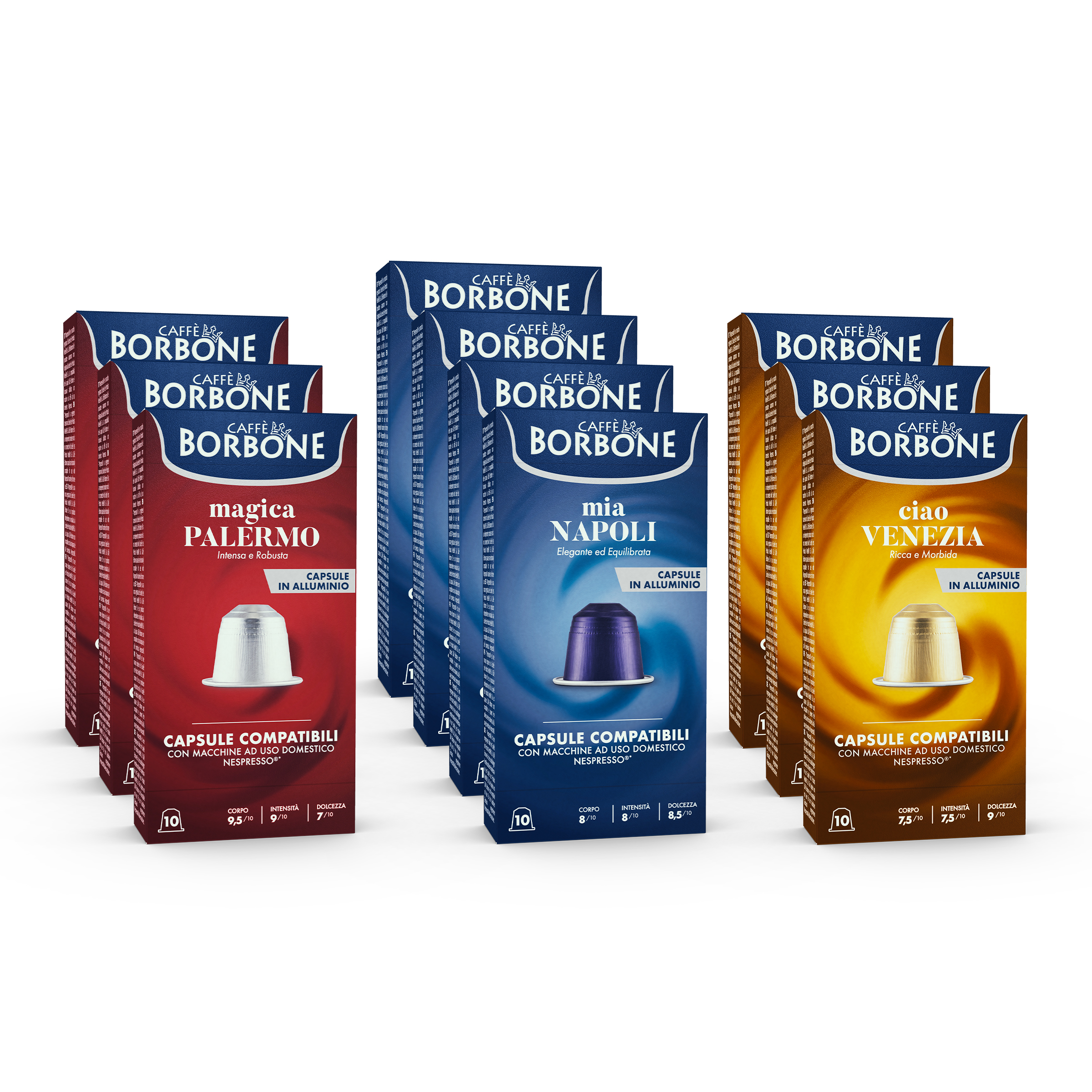 KIT Degustazione 100 Capsule COMPATIBILI miscele miste Borbone in Alluminio - - 100