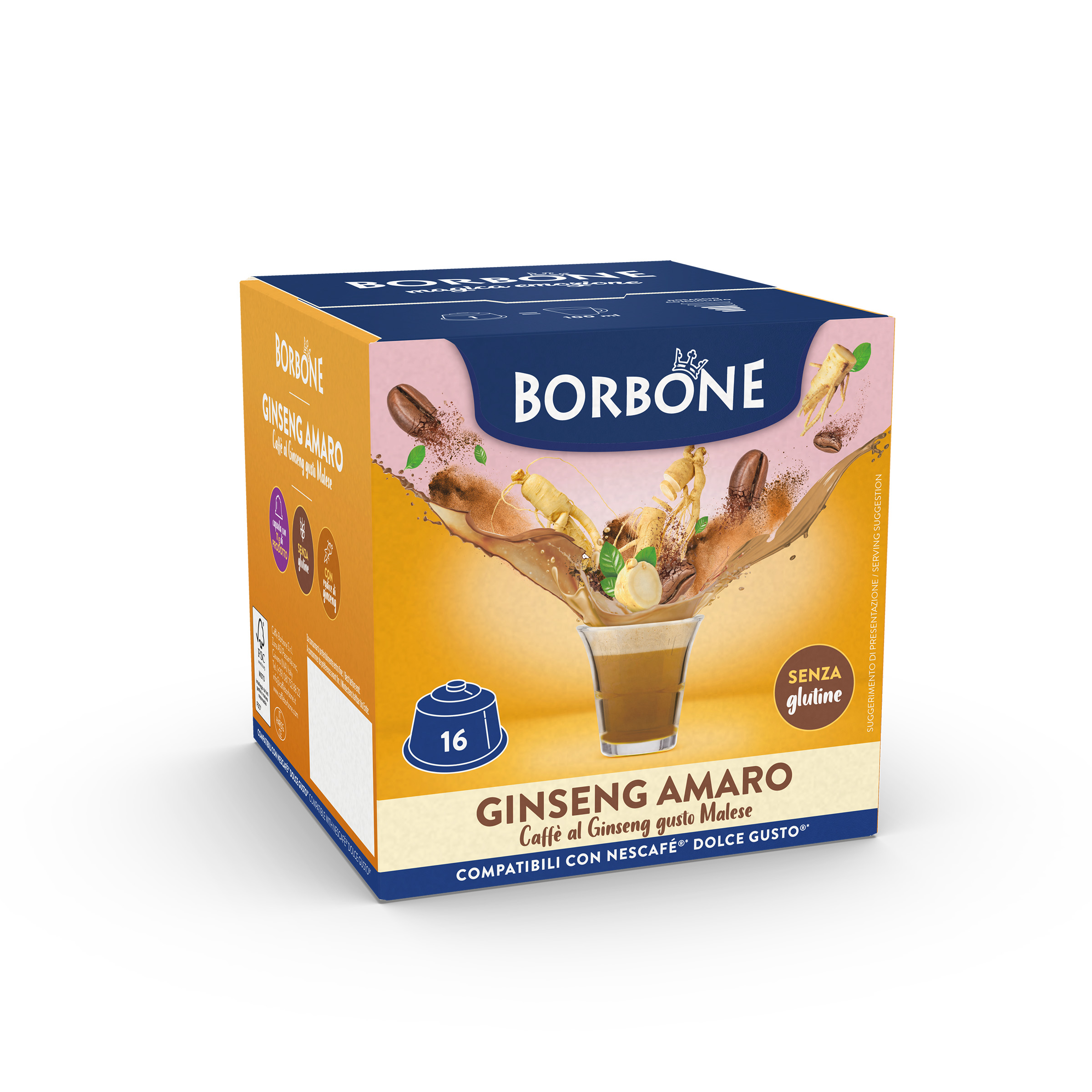 16 Capsule Borbone per bevanda solubile al GINSENG AMARO - - 16