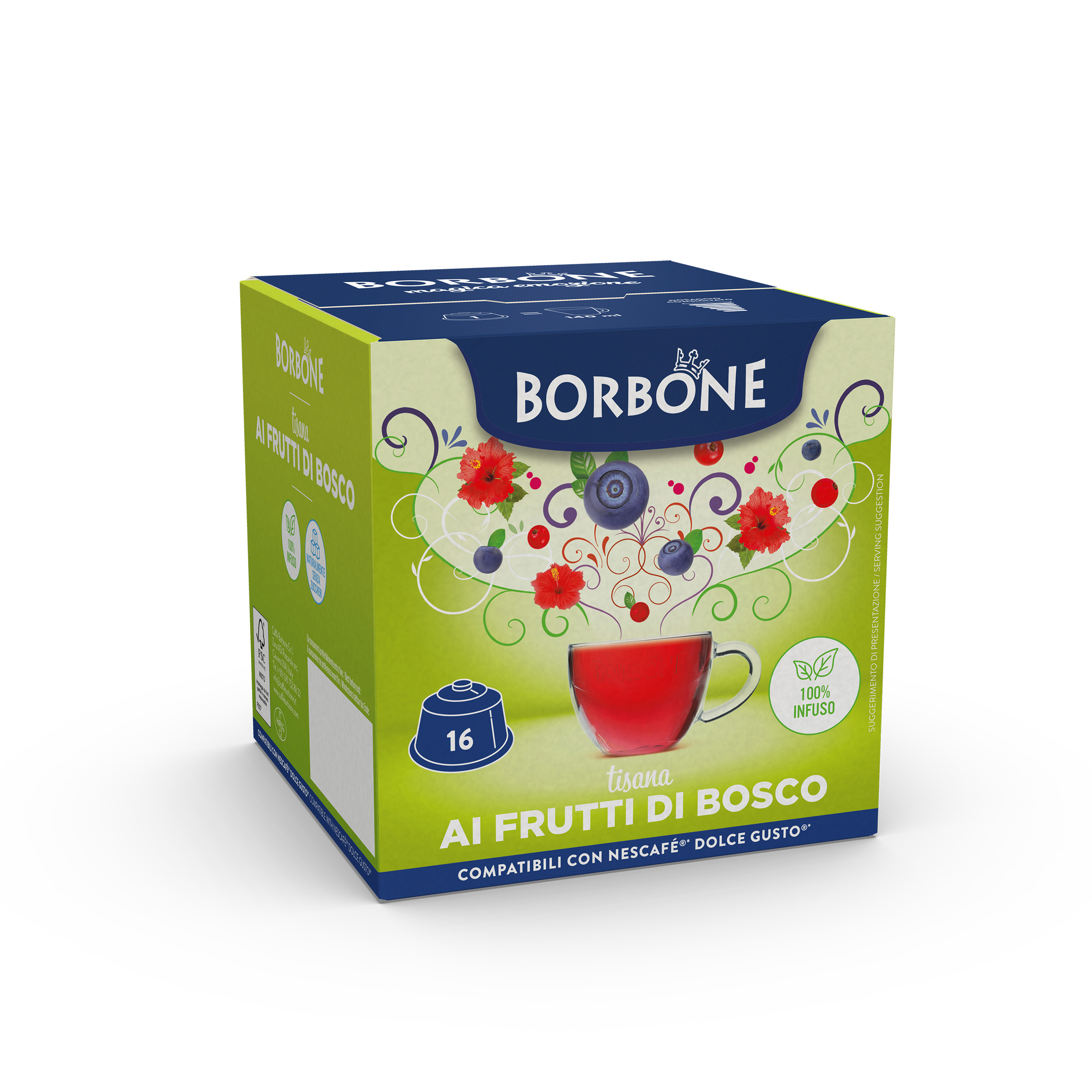 16 Capsule Borbone Per TISANA AI FRUTTI DI BOSCO - - 16