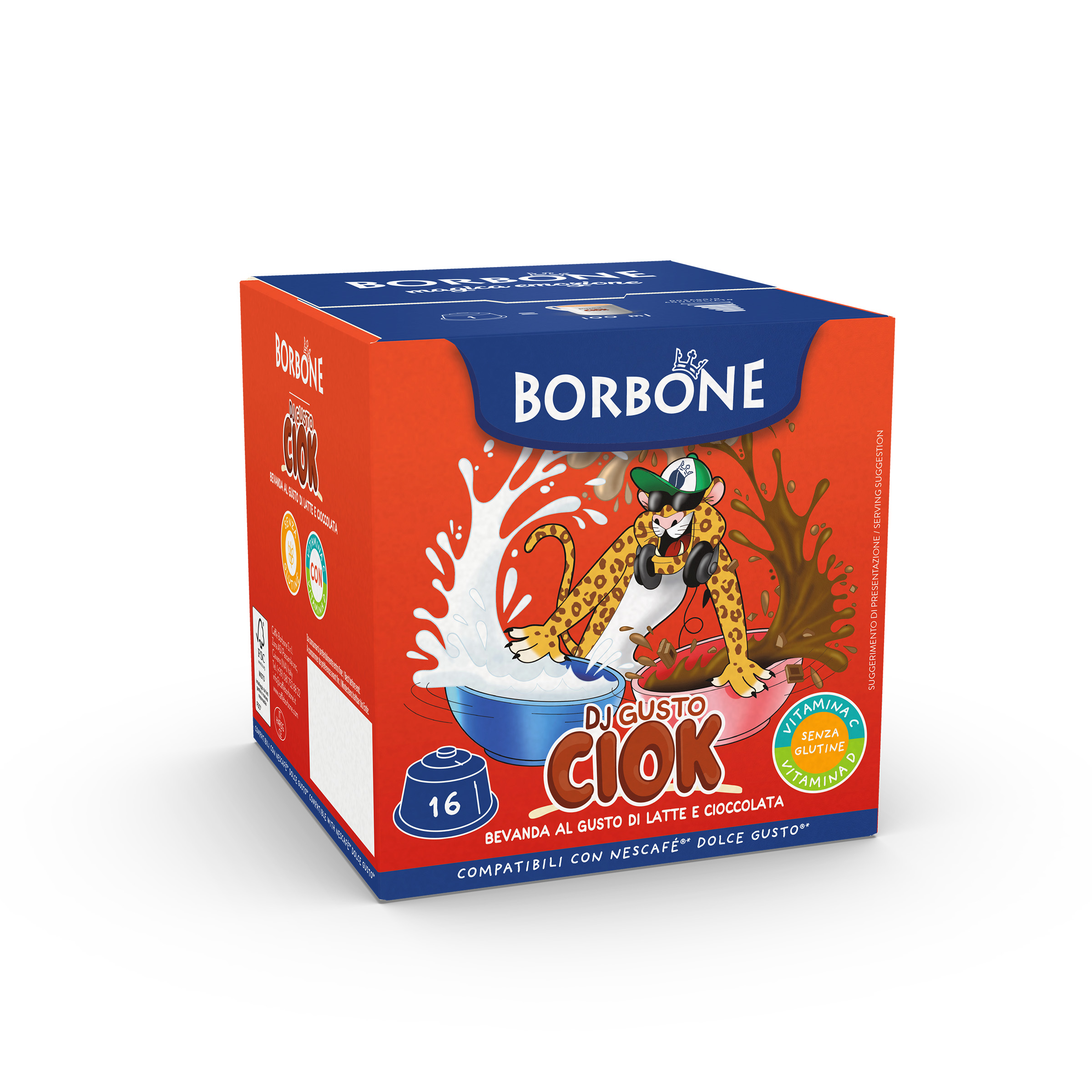 16 Capsule Borbone “DJ GUSTO CIOCK” - Latte e Cioccolato - - 16
