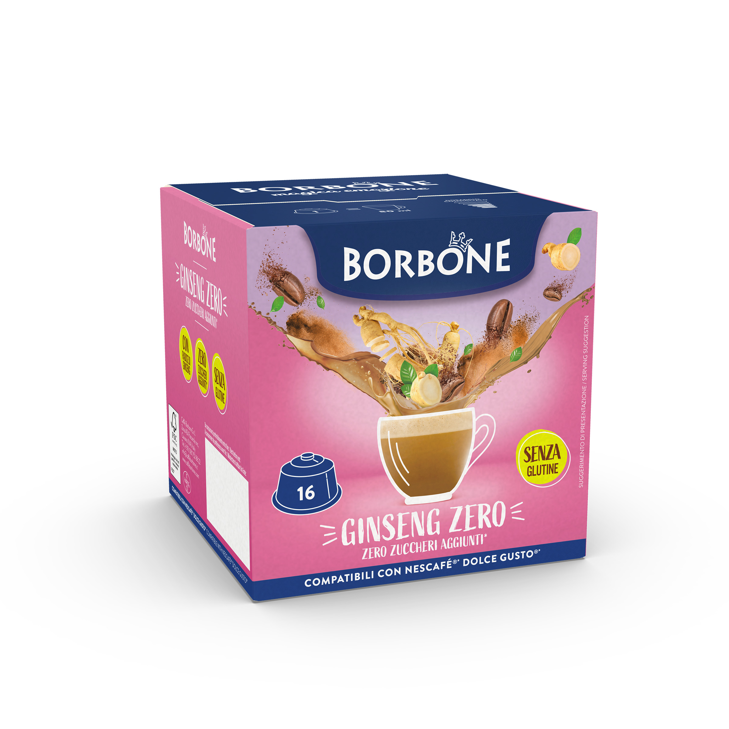 16 Capsule Borbone GINSENG ZERO Per Caffè Al Latte e Ginseng - - 16