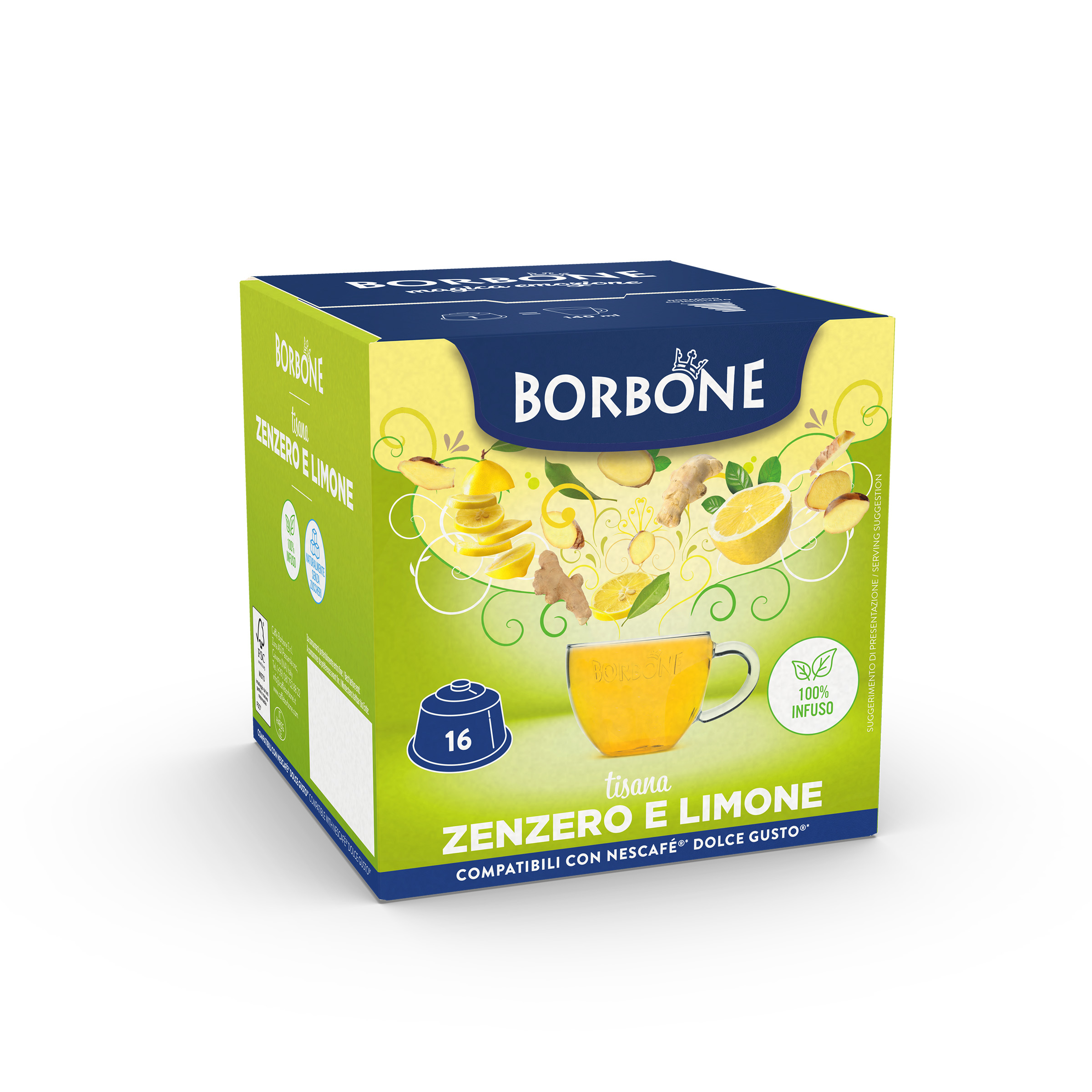 16 Capsule Borbone Per TISANA ZENZERO E LIMONE - - 16