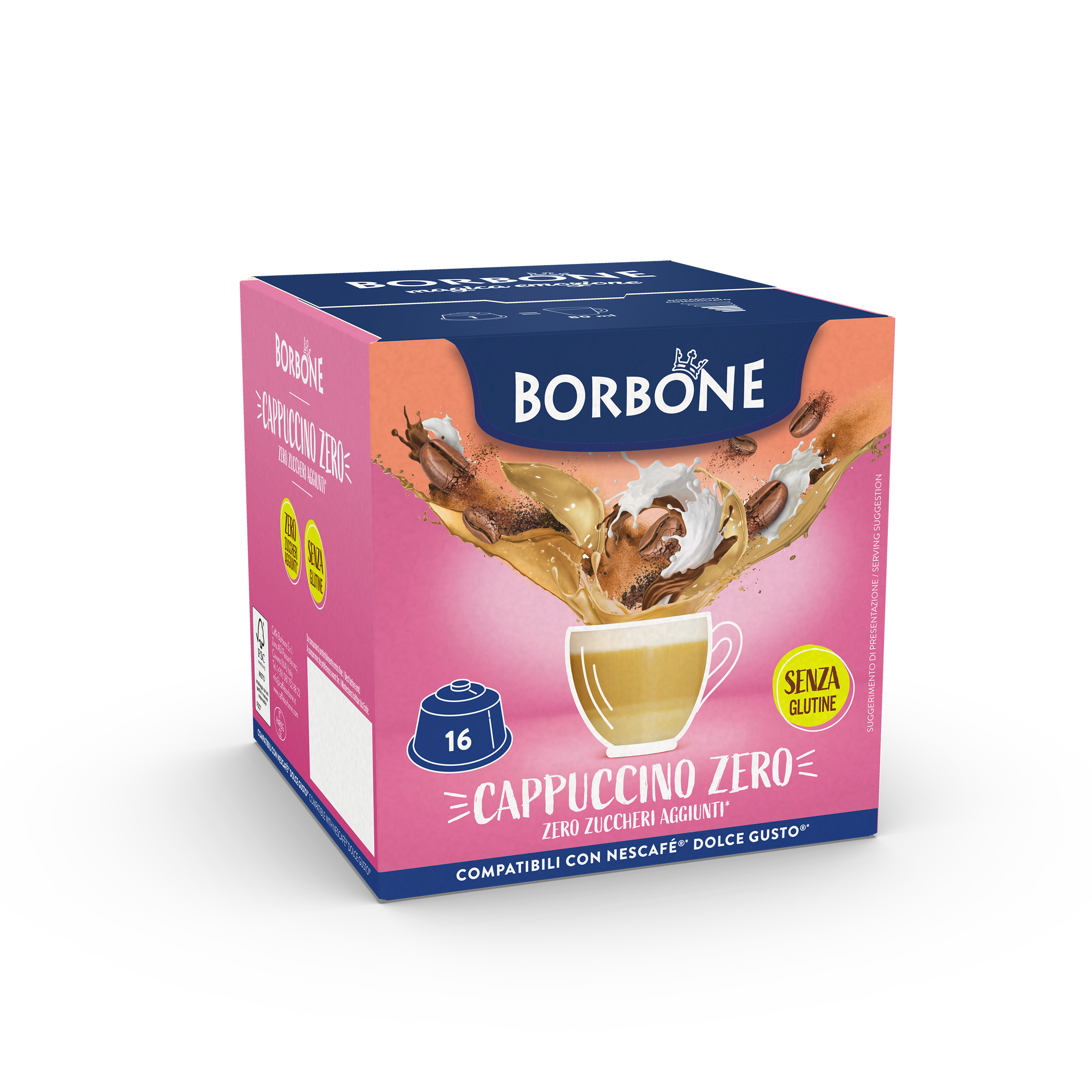 16 Capsule Borbone CAPPUCCINO ZERO Per Bevanda Al Gusto Di Cappuccino - - 16