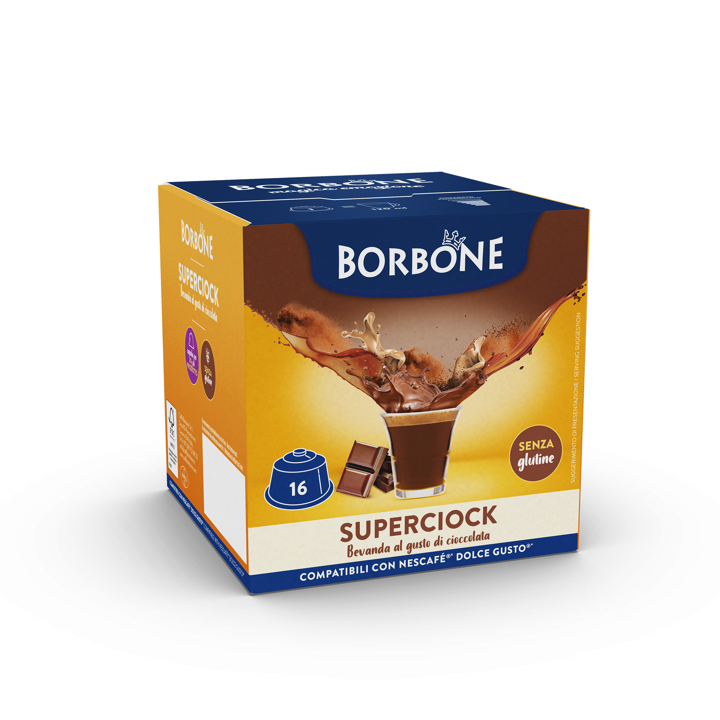 16 Capsule Borbone SUPERCIOK Per Bevanda Solubile Al Gusto Cioccolata - - 16