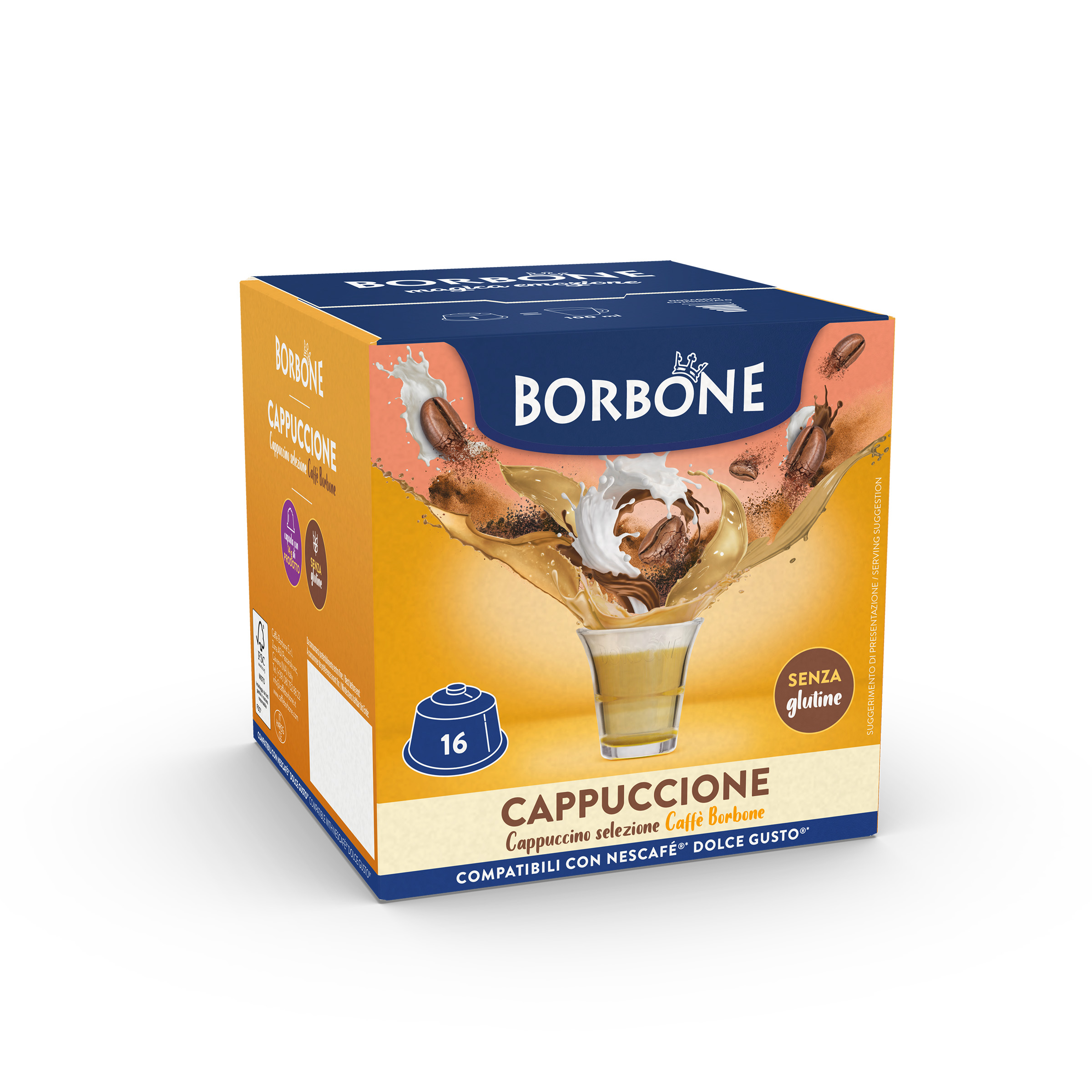 16 Capsule Borbone CAPPUCCIONE Per Bevanda Solubile al Gusto Cappuccino - - 16