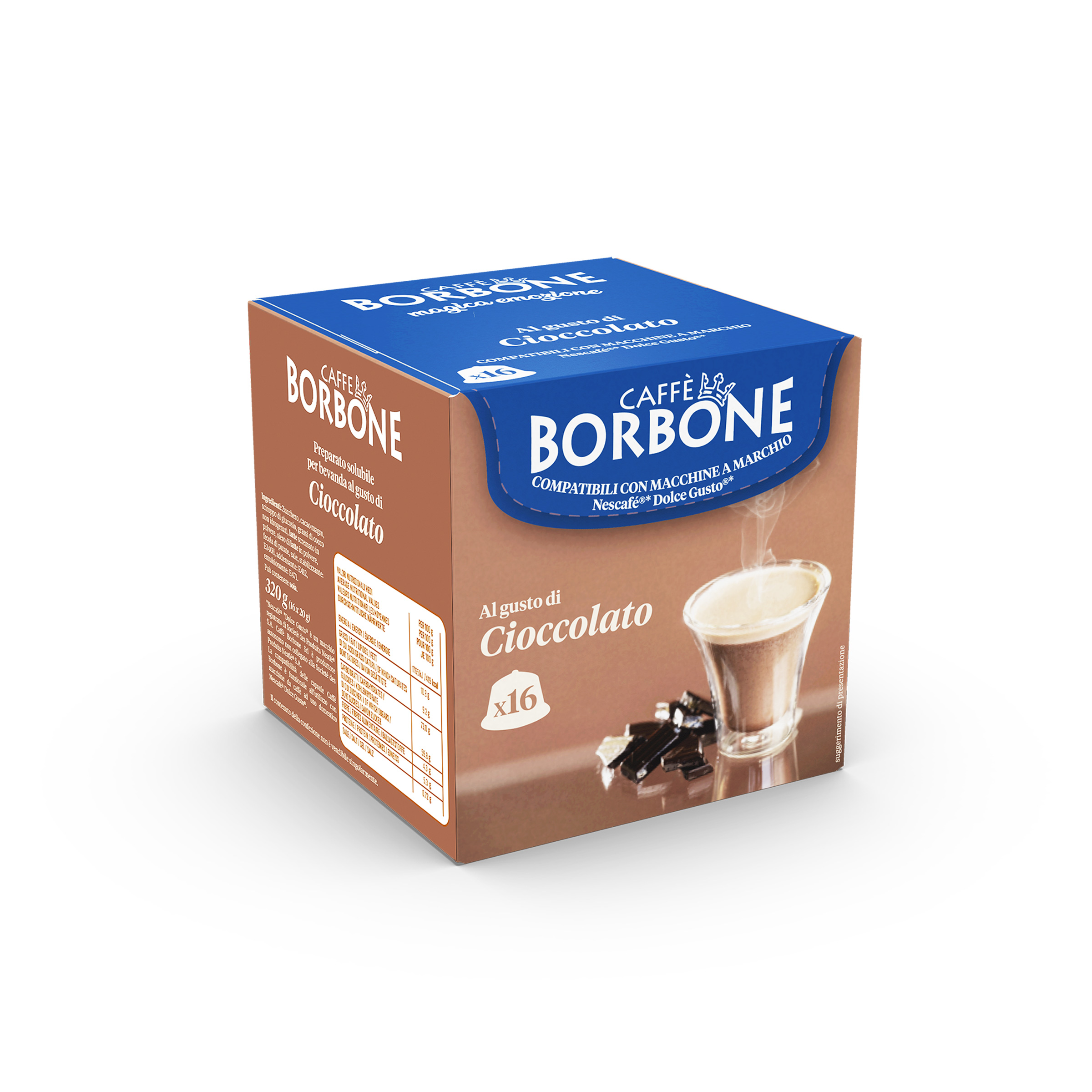 16 Capsule Borbone Compatibili con macchine da caffè Nescafè®* Dolce Gusto®* GUSTO DI CIOCCOLATO - - 18