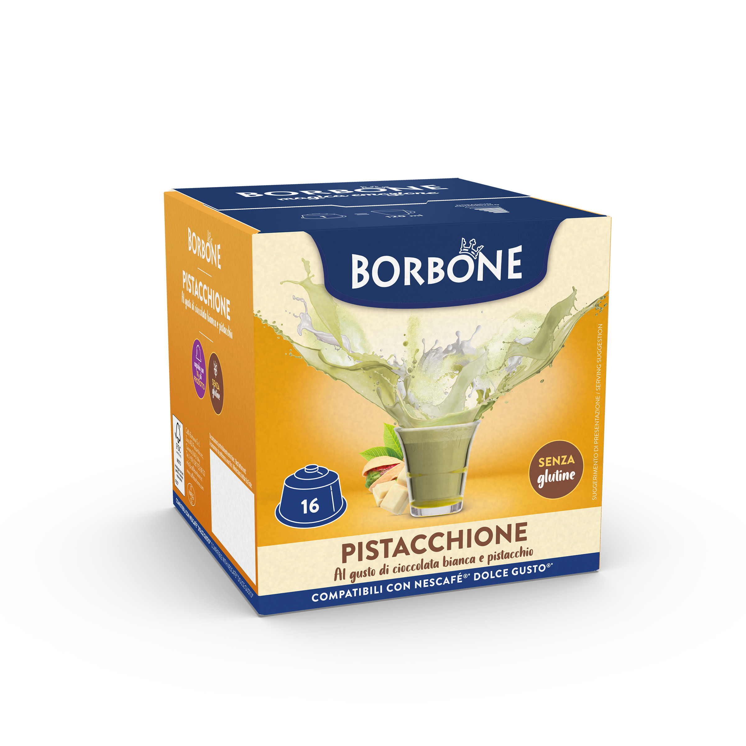 16 Capsule Borbone PISTACCHIONE Per Bevanda Solubile Al Gusto Cioccolata Bianca E Pistacchio - - 16