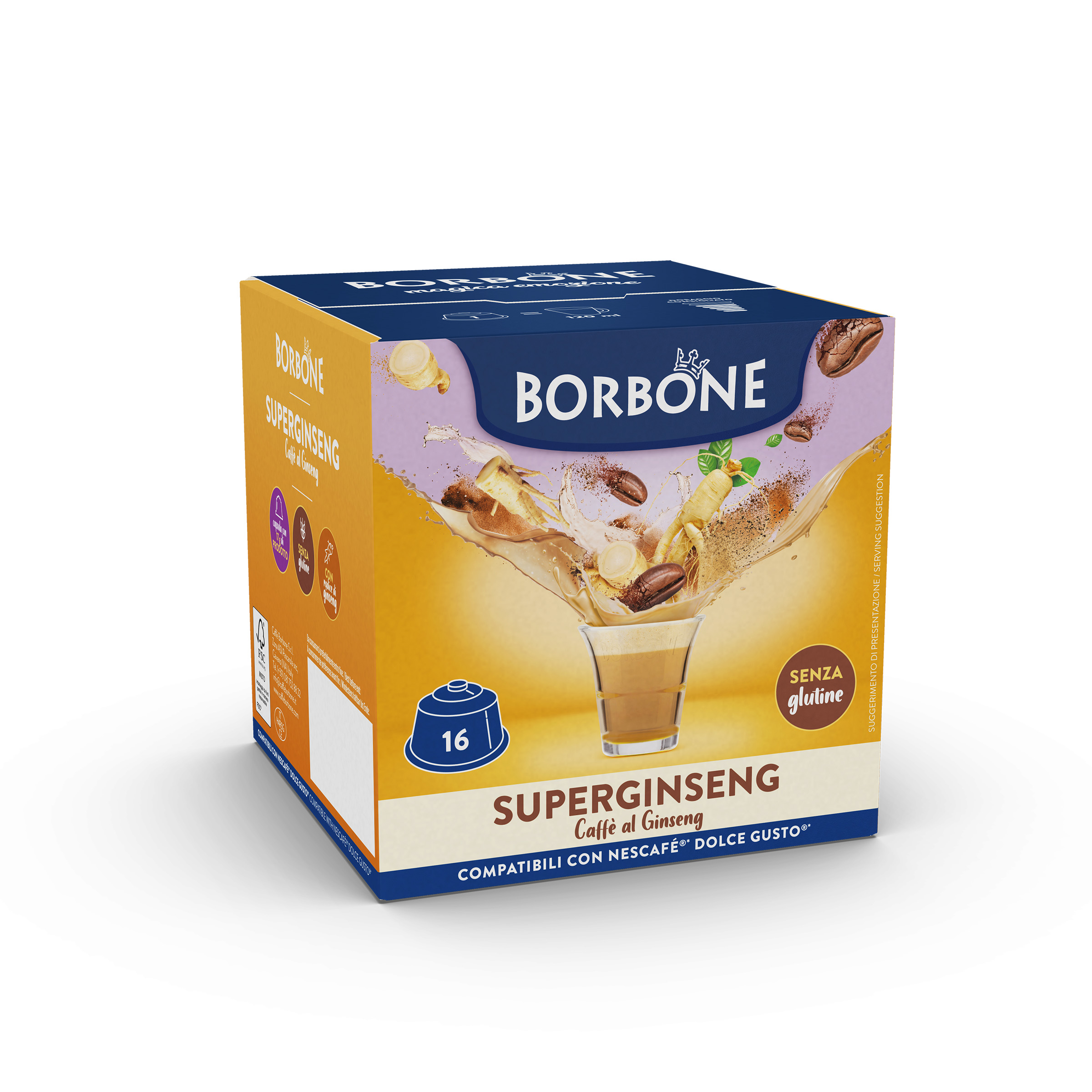 16 Capsule Borbone SUPERGINSENG preparato Solubile per Caffè al Latte e Ginseng - - 16