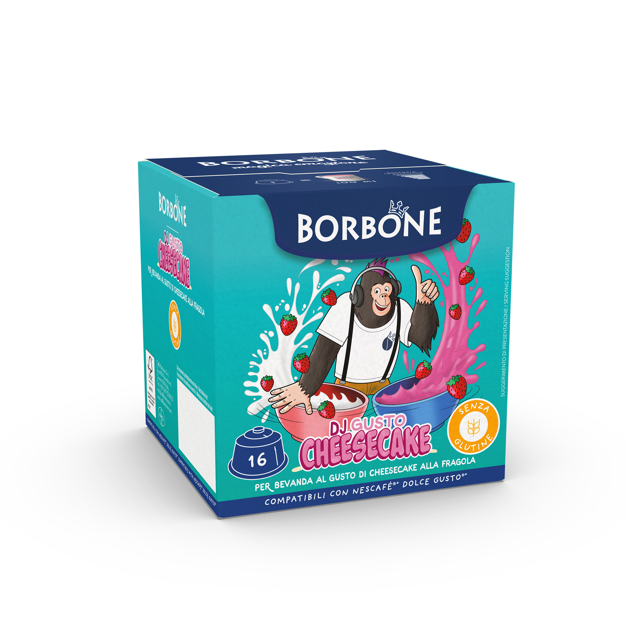 16 Capsule Borbone “DJGUSTO CHEESECAKE” - Cioccolata Bianca Alla Fragola - - 16