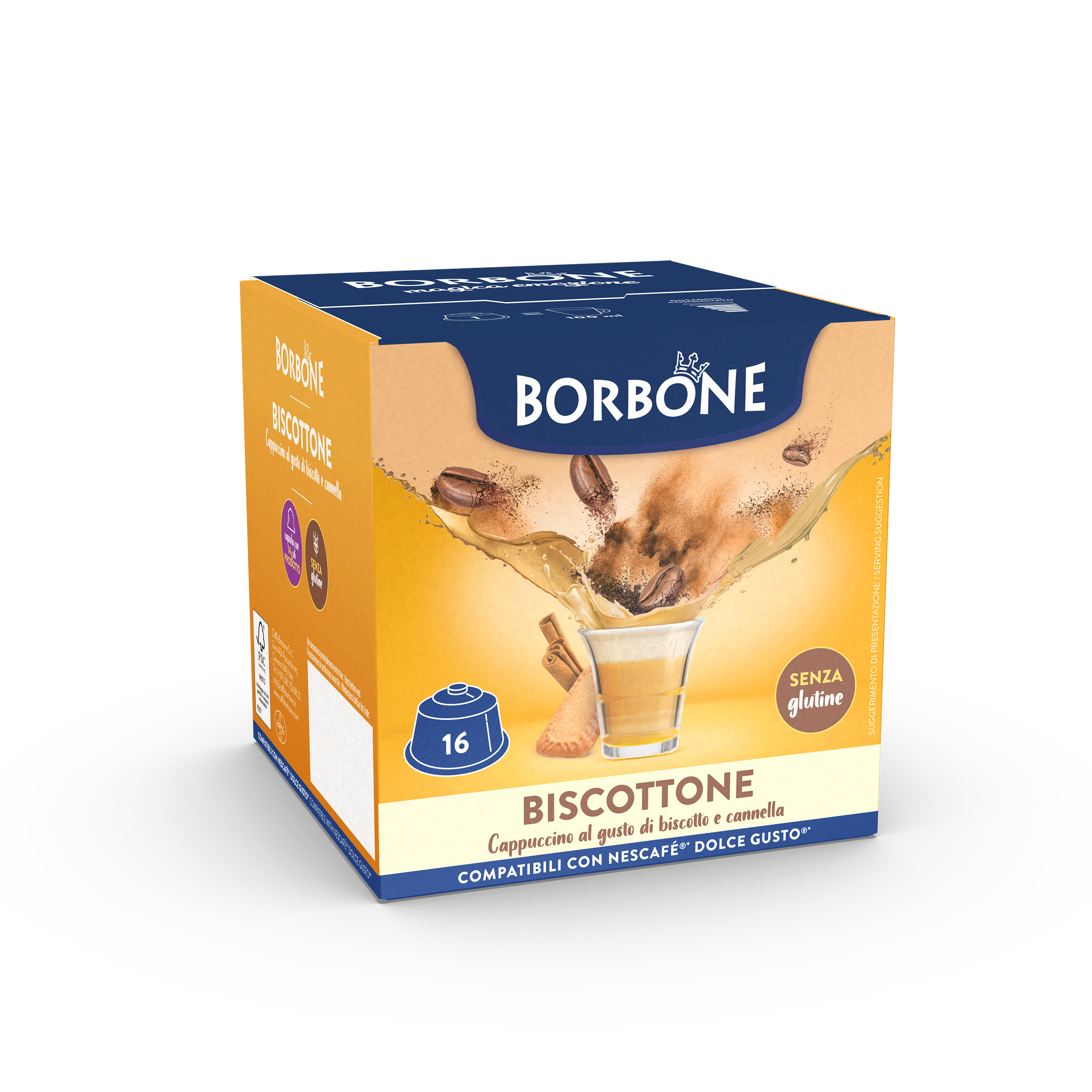 16 Capsule Borbone BISCOTTONE Per Bevanda Solubile Al Gusto Biscotto - - 16